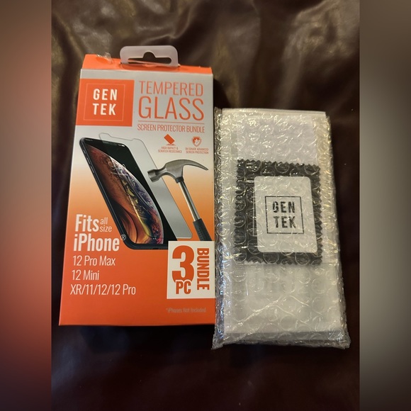 5 for $25- Gen Tek Screen Protector Tempered Glass Iphone Set of 3 - Picture 7 of 9